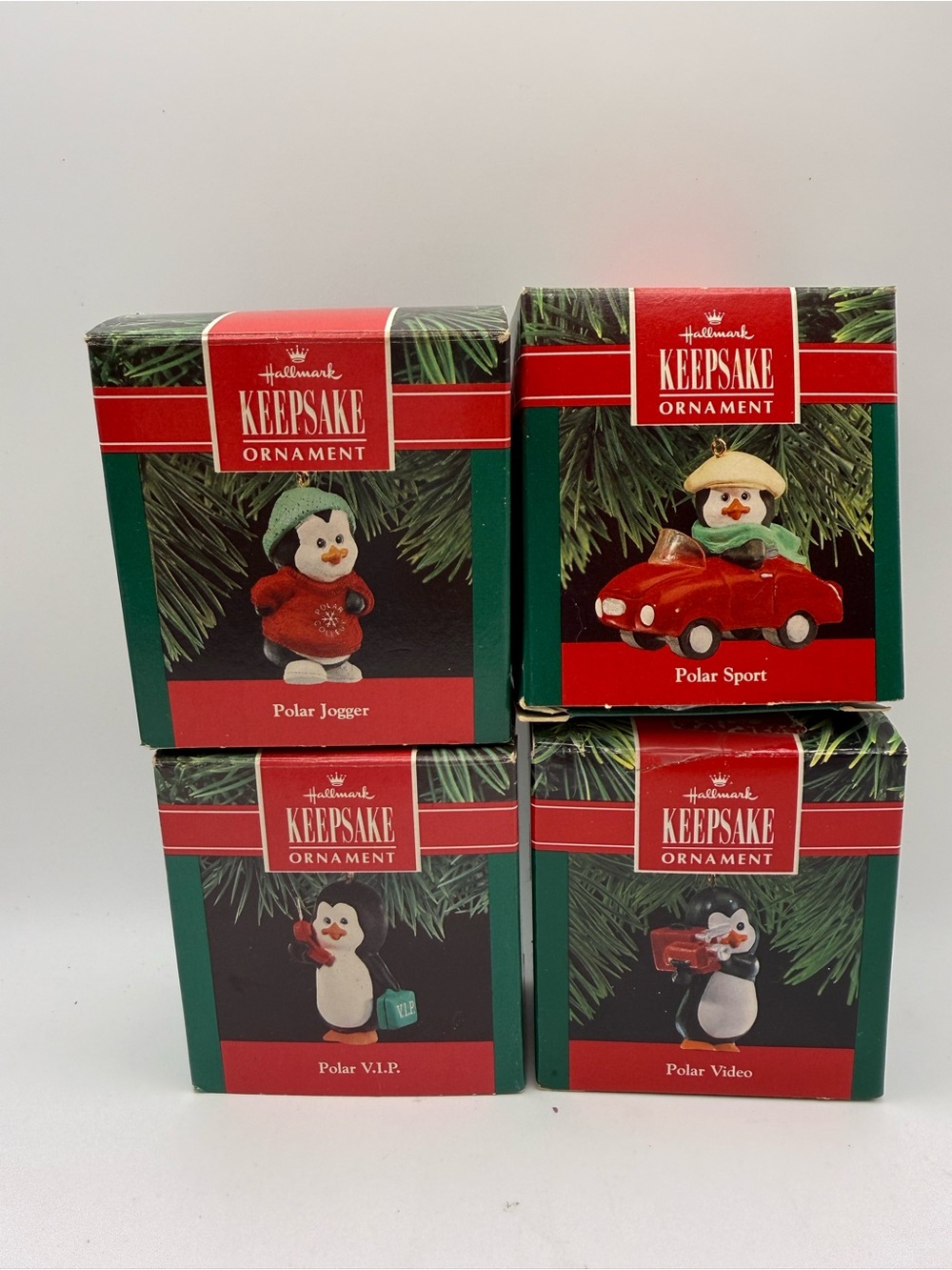 Hallmark Keepsake Penguin Ornament Set in Red and Green